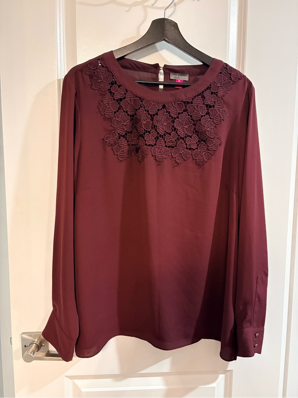 Vince Camuto Lace Yoke Long-Sleeve Blouse